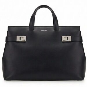 Ferragamo Men Leather Tote Bag Black